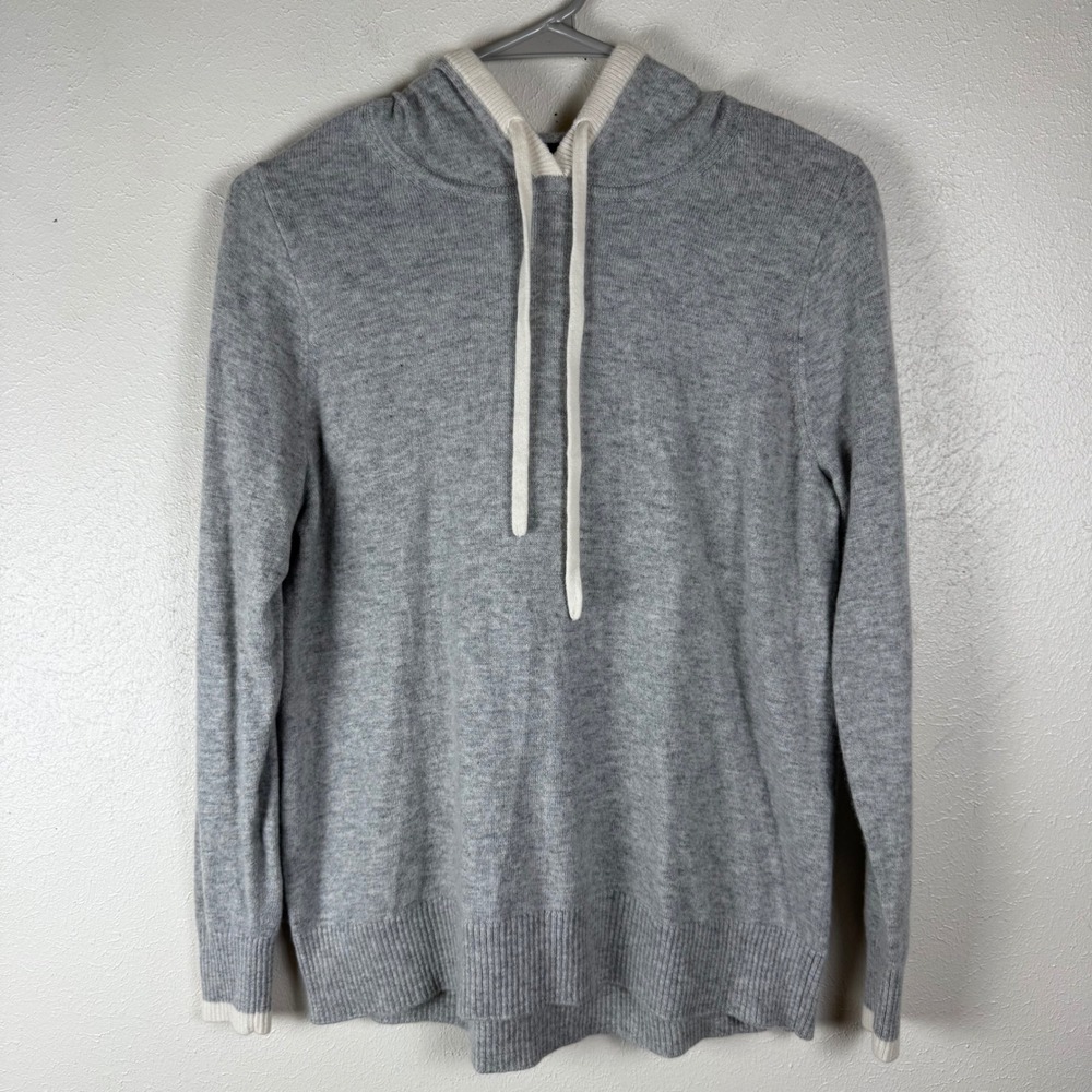 Summersalt Merino Wool Cashmere Hoodie Sweater Grey Cream Mens Small 1886